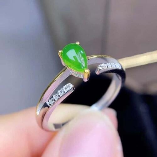 Fashion Concise Natural Hetian Jasper Ring for Women Party Engagement Fine Jewelry 4*6mm S925 sterling silver Certificated Gifts