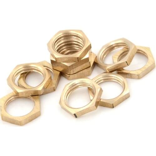 10Pcs High Quality 1/4" BSP Female Thread Brass Hex Lock Nuts Pipe Fitting
