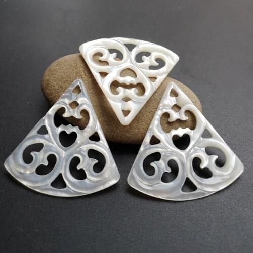 10pcs/lot 40mm Natural Hollow Fan & Drop Mother of Pearl shell for DIY Jewelry Hollow Fan MOP Pearl shell for Earrings