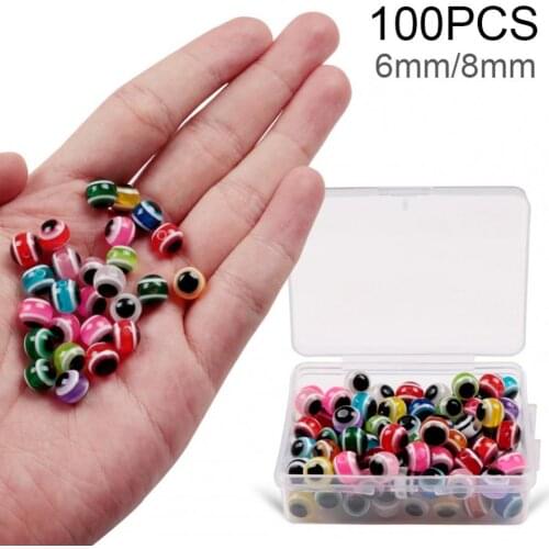 100pcs/box Fishing Beads 6mm 8mm 3D Fish Eyes Space Beans Fishing Accessories Reusable and affordable long-term preservation