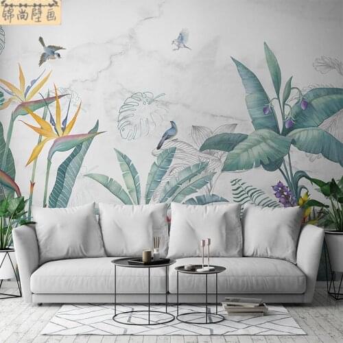 3D Nordic style tropical rain forest wallpaper TV background wall living room sofa film and television wall decorative mural