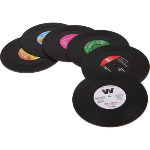 4/6 Pcs Retro Vinyl Record Coaster Cup Mat Plastic Record Cup Mat Mug Coaster Pad Heat-resistant Non Slip Hot Drink Holder