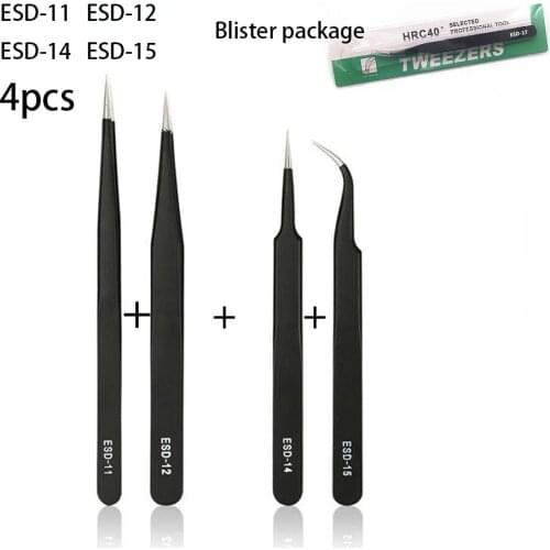 4/7pcs Nail Art dotting tool Acrylic Gel Picking ESD tweezers for Rhinestones Gem dot pen clip 1.0MM NAT016