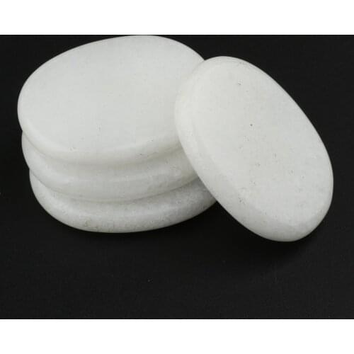4 Pcs Smooth White Massage Stones--Oval Shaped Spa Hot Stones Natural Rocks for Spas Massage Relaxation (3x4cm)