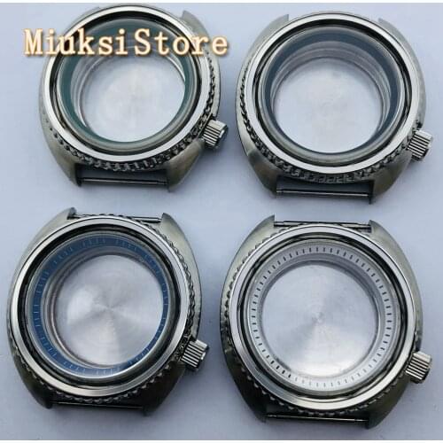 45mm sterile silver watch case sapphire glass stainless steel case fit NH35 NH36 movement