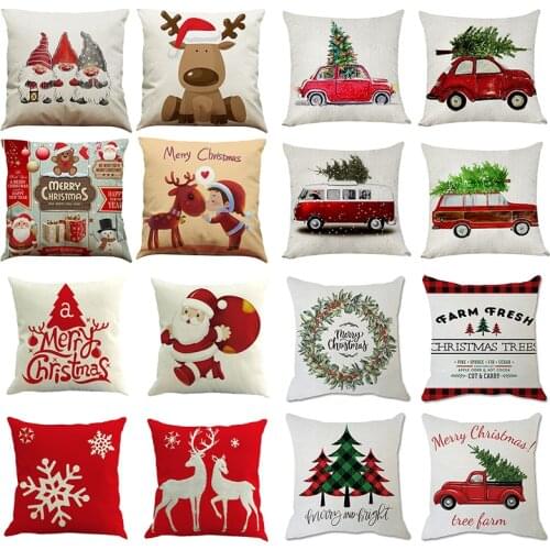 45cm Merry Christmas Cushion Cover Pillowcase 2020 Christmas Decorations For Home Xmas Noel Ornament Happy New Year 2021