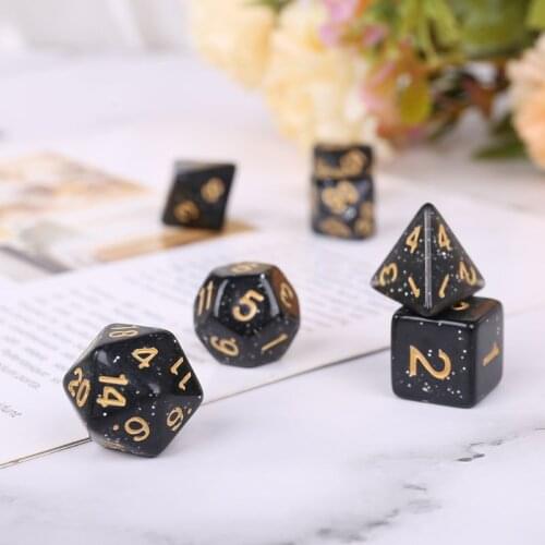 7pcs/set Acrylic Polyhedral Dice for Board Game D4-D20 Party Game Black Dice