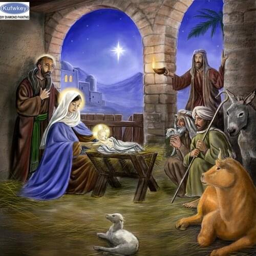Jesus Birth DIY 5D Diamond Painting Cross Stitch full diamond Embroidery Mosaic square Mosaic home Decorative Religious Angels