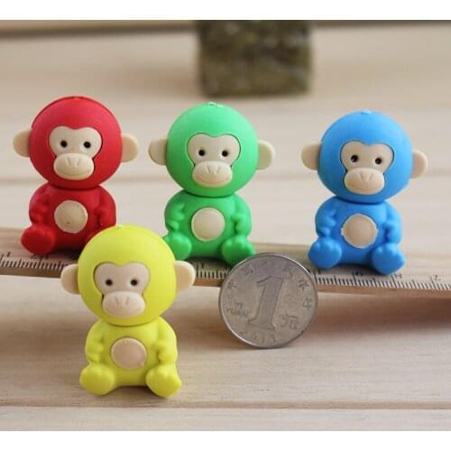 Free ship!1lot=36pc!Creative cartoon cute Monkey animal rubber eraser/ stationery for children students/gift toy eraser
