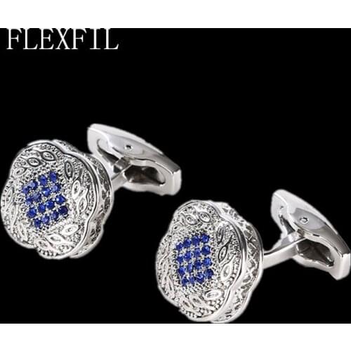 FLEXFIL Jewelry french shirt cufflink for mens Brand designer Cuffs link Button male High Quality H Luxury Wedding wholesale