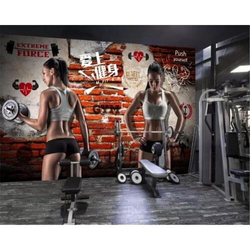 Beibehang behang Wallpaper wall 3d creative brick wall beauty fitness photo wallpaper background wall wallpaper 3d on the wall