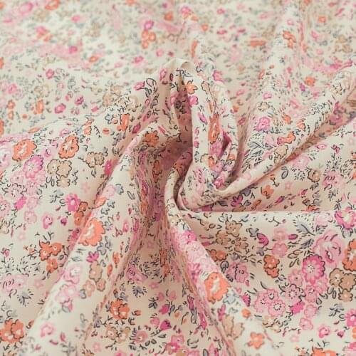 Pink Floral Print Cotton Fabric For Dress Tissus Coton ImprimÉ Sewing Telas Algodon Estampadas Ткань Au MÈTre Tissu Tela Платье