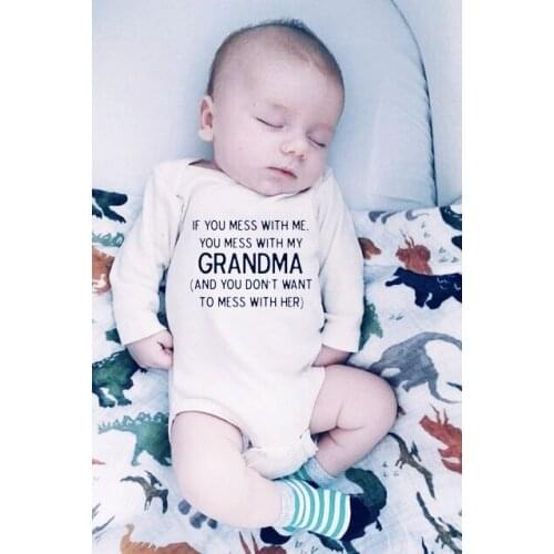 If You Mess with Me You Mess with My Grandma Infant Baby Boy Girls Bodysuit Cotton Warm Body Baby Long Sleeve Romper Clothes