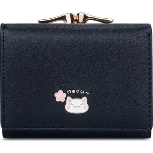 PU leather Women Cute Wallets Pocket Purse Card Holder solid Wallet Lady Female Fashion Short Coin Burse Money Bag