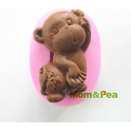 Mom&Pea 0508 Free Shipping Monkey Shaped Silicone Soap Mold Cake Decoration Fondant Cake 3D Mold Food Grade Silicone Mould