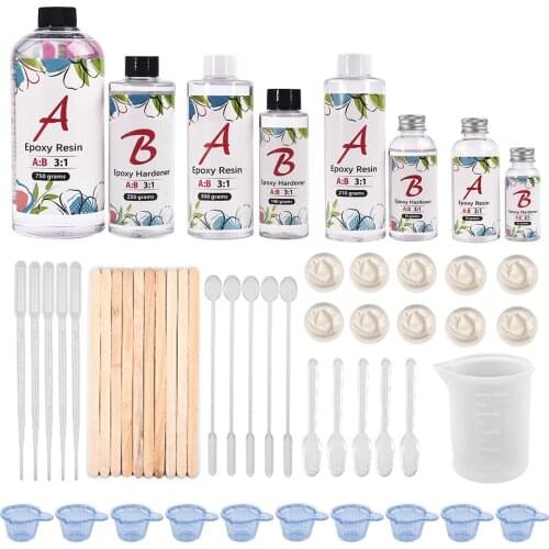 3:1 Epoxy Resin Set kit AB Crystal Glue Jewelry Making Transparent Mixed Clear DIY Resin mold Jewelry Crafs 100g/280g/400g/1000g