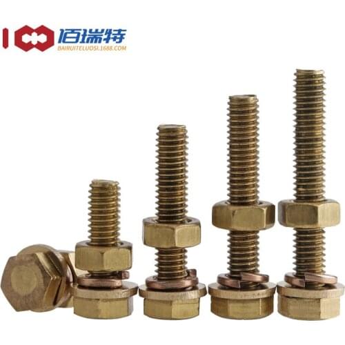 Brass Outer Hexagon Bolt Screw Nut Flat Pad Set Extended Screw M10M12 2PCS