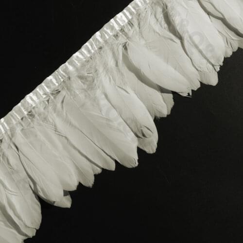 Natural goose feather dyeing cost white to do 2 meters cloth edge diy feather skirt shawl stage wings decoration clothing