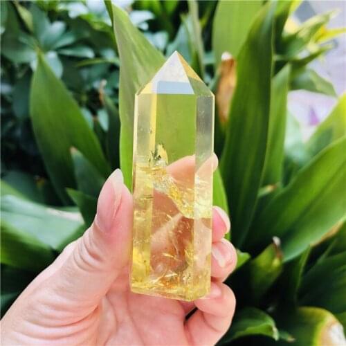 Natural Crystal Point Citrine Healing Column Obelisk Yellow Quartz Wand Beautiful Ornament for Home Decor Reiki Energy Stone