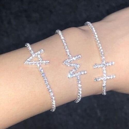 Micro Pave Zircon Letter Delicate Bracelet With Stones 2020 New Simple Charming pulseras mujer