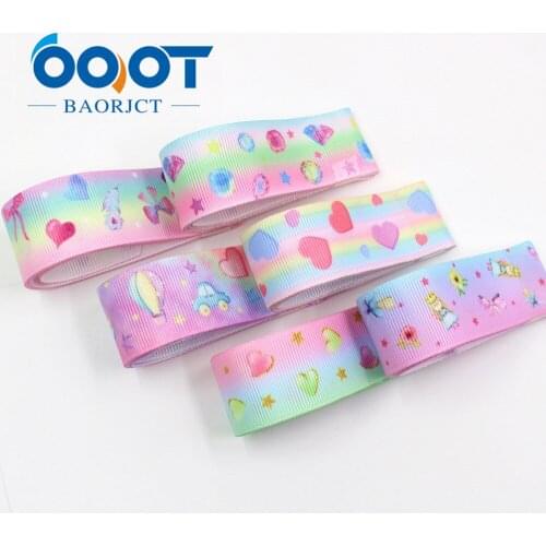 OOOT BAORJCT I-19308-552 25mm 10yards Cartoon Thermal transfer Printed grosgrain Ribbons,bow cap DIY accessories decorations