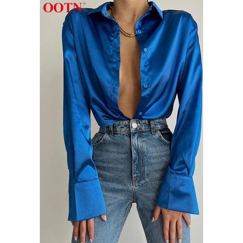 Женские атласные рубашки OOTN China At AliExpress