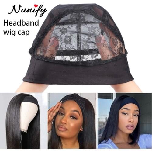 Wig Headband Cap With Hair Band Silk Wig Grip Caps For Making Wigs Mesh Dome Cap With Head Band Black 2Pcs 3pcs 5Pcs Hair Tools