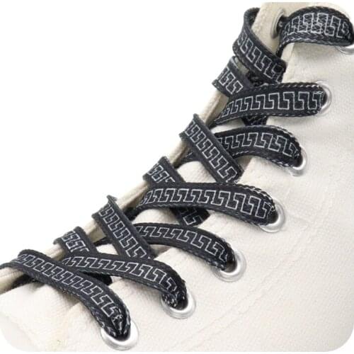 Weiou Couple Canvas Sneakers Shoelaces 0.8 Cm Flat Printed Antique Pattern Cotton Shoelaces Archaic Vintage Women Men Shoestring