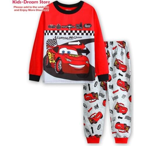 Baby Boy Pajamas Kids Suit for Autumn Winter Pixar Cars Lightning McQueen Chikdren Nightwear sleepwear Home baby sets