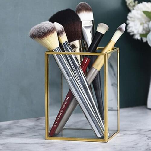 Transparent Cosmetic Make-up Brush Storage Box Makeup Nail Polish Cosmetic Holder Make Up Tools Pen Holder Rack Table Organizer