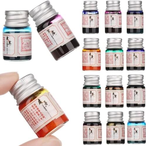 5ML Calligraphy Writing Paint Fountain Pen Ink Glitter Colored Ink for Fountain Dip Pen Feature Pen School Supplies 24 Colors