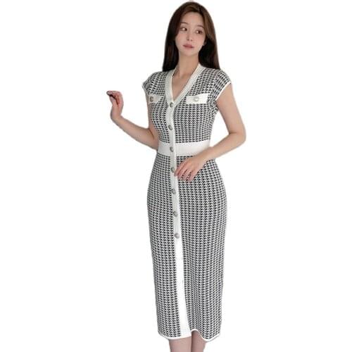 Sexy knit tight Dress one piece korean ladies Summer Sleevelss V neck cabaret Party cotton bodycon Dresses for women