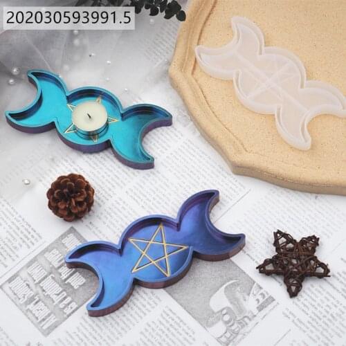 2PCS DIY Epoxy Resin Silicone Mold Crystal Sun Moon Phase Box Plate Moon Pentagram Mirror Silicone Resin Mold