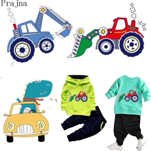 Prajna Printable Heat Transfer Vinyl PVC Car Tractor Dinosaur Patch Badge Thermal Transfer Iron On Transfers For Clothes Stripes