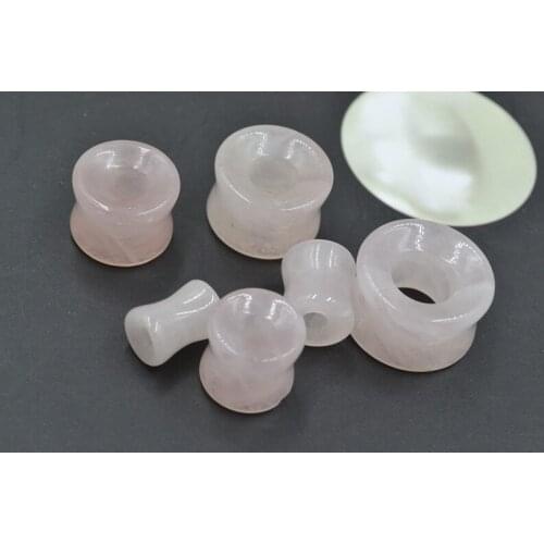 Lot 60pcs Pink Nature Stone Ear Tunnels Expanders Gauges Ear Plugs Ear Piercing Body Jewelry Free Shippment Gauges 6-16mm