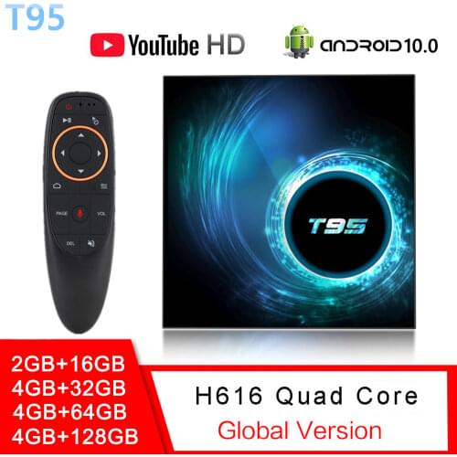 2020 T95 TV Box Android 10.0 4GB 32GB 64GB Quad Core 1080P H.265 6K HD YouTube Media player 2.4G WiFi Set top box Smart tv box