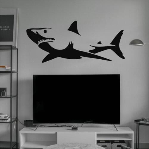Vinyl Wild Shark Silhouette Wall Art Animal Sticker Home Living Room Decoration Removable A002671