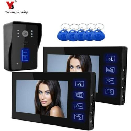 Yobang Security 7" inch TFT LCD Video Intercom Doorbell 5 pcs RFID Access Control Security Entry System door bell phone Intercom