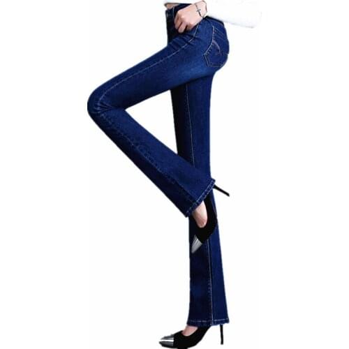 Women Jeans with Embroidery High Waist Woman Embroidered Slim Flare Floral Pattern Vintage Quality Bell Bottoms Push Up