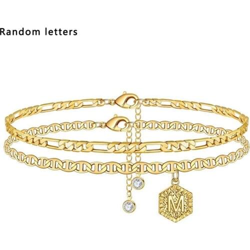 Heart Initials Ankle Bracelet Anklet for Women Gold Zircon Letter Barefoot Accessories Leg Bracelet Mothers day Jewelry Gifts