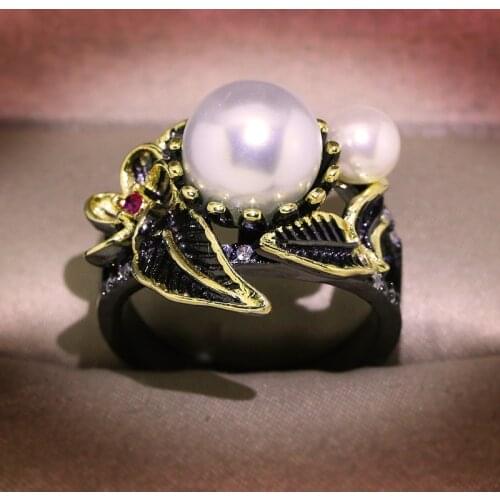New arrival boutique freshwater pearl black ring for women wedding party engagement ring jewelry gift