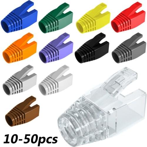 10-50PC RJ45 Caps Cat6a Cat7 RJ45 Network Ethernet Cable Connectors Cover Cat 7 Colorful TPU Boots Sheath Protective Sleeve