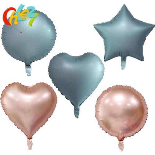 10pcs New 18 inch Fashion gray balloon Rose Gold Round Heart Star Foil helium balloons Birthday globos Wedding party Decoration