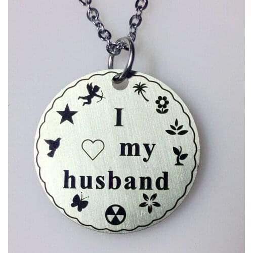 10pcs/lot stainless steel i love my husband charm pendant necklace