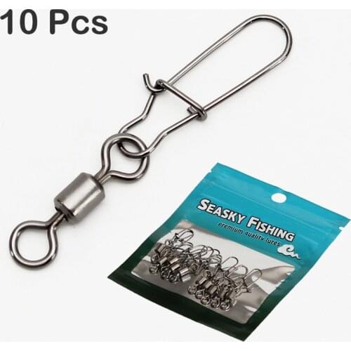 10pcs/lot High quality Fishing Connector Pin Bearing Rolling Swivel Stainless Steel with Snap Fishhook Lure Tackle 14# - 4O