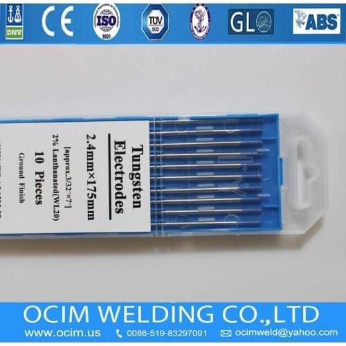 10PCS Blue Tip TIG Welding Machine 2% Lanthanated Tungsten Electrode WL20 2.4*175mm 3/32*6.88 Inches