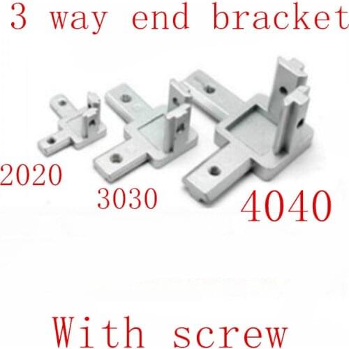 3-Way End Corner Bracket Connector for T slot Aluminum Extrusion Profile 2020/3030/4040 series with screws