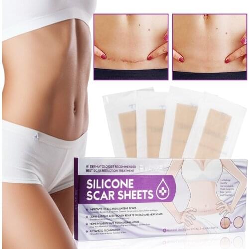 4Pcs/Box Silicone Gel Strips Patch Silicone Scar Sheets Reusable Silicone Scar Removal Patch Remove Trauma Burn Scar