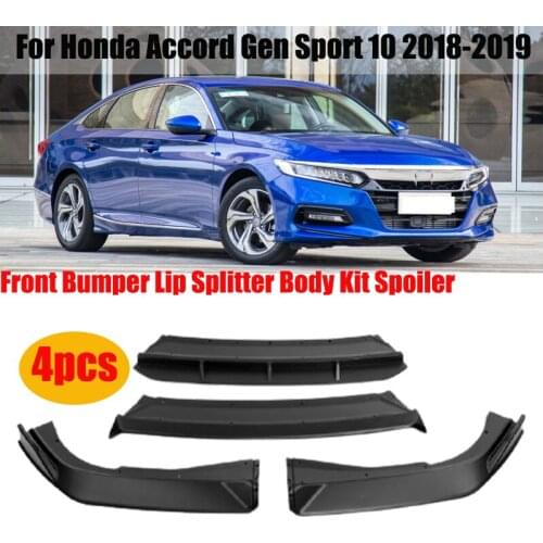 4Pcs Car Front Bumper Lip Splitter Body Kit Spoiler Splitter For Honda Accord Gen Sport 10 2018-2019 Carbon Fiber Matte Black
