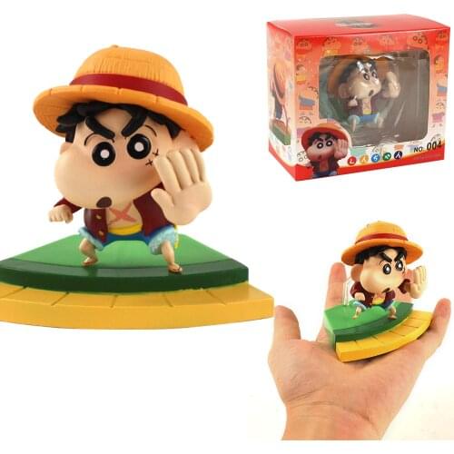 7.5cm Cute Crayon Nohara Shinnosuke Cos Monkey D Luffy 1/10 Scale Painted Figure Mini Dolls PVC Model Toys
